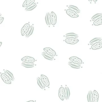 Cocoa beans glyph vector seamless pattern Stock Illustration