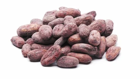 Cocoa beans isolated on white, seamless loop rotation 스톡 동영상 144390013
