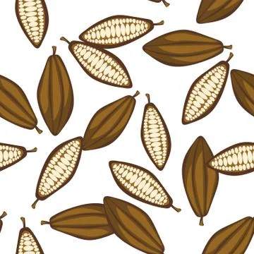 Cocoa beans seamless pattern. Chocolate background 库存插图