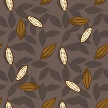Cocoa beans seamless pattern. Chocolate background Illustrazione stock