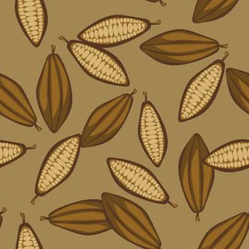 Cocoa beans seamless pattern. Chocolate background Illustrazione stock