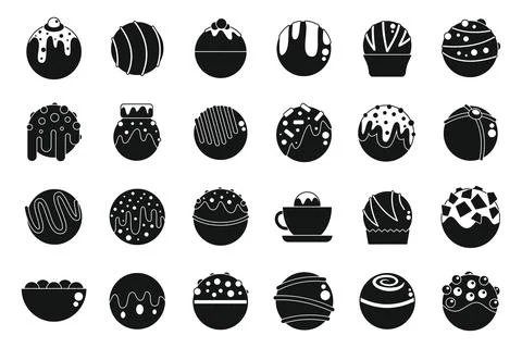 Cocoa bomb icons set simple vector. Food chocolate Stock Illustration