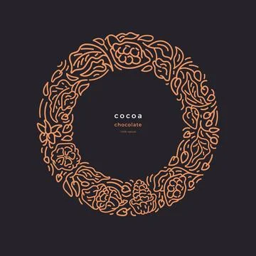 Cocoa border Abstract vector circle Dark chocolate Stock Illustration