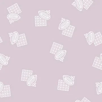 Cocoa chocolate line seamless pattern Stock Illustration