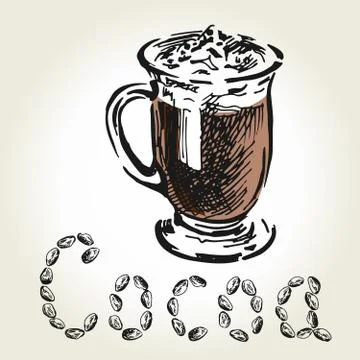 Cocoa color engraving Stock Illustration