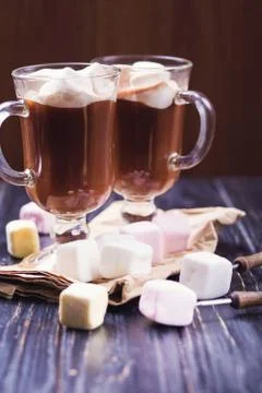 Cocoa drink with marshmallows Stock Photos