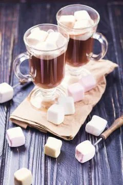 Cocoa drink with marshmallows Stock Photos