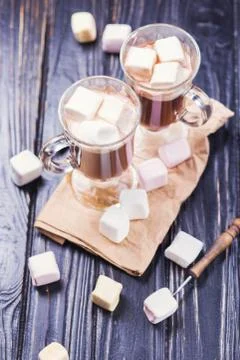 Cocoa drink with marshmallows Stock Photos