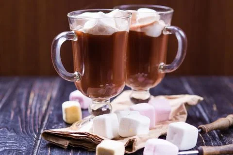 Cocoa drink with marshmallows Stock Photos