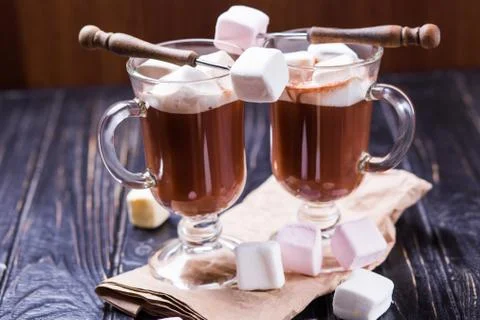 Cocoa drink with marshmallows Foto stock