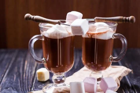 Cocoa drink with marshmallows Stock Photos