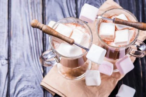 Cocoa drink with marshmallows 스톡 사진
