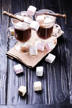 Cocoa drink with marshmallows Stock Photos