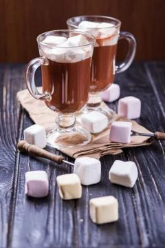 Cocoa drink with marshmallows Stock Photos