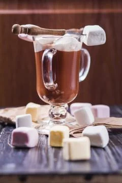 Cocoa drink with marshmallows Stock Photos