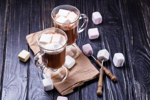 Cocoa drink with marshmallows Stock Photos