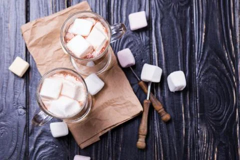 Cocoa drink with marshmallows Stock Photos