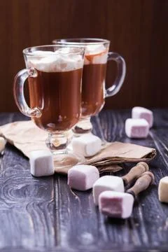 Cocoa drink with marshmallows Stock Photos