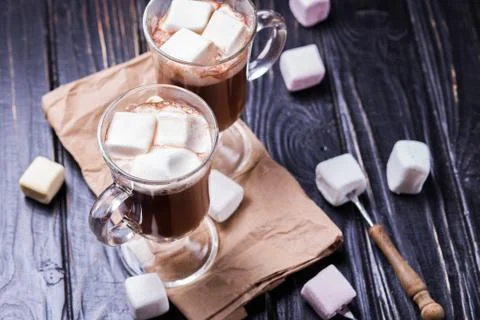 Cocoa drink with marshmallows Stock Photos
