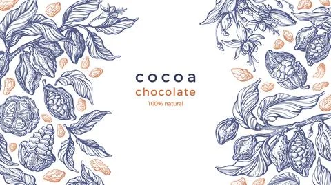 Cocoa frame. Vector background Art hand drawn card Stock Illustration