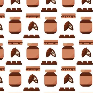 Cocoa fruit chocolate toast with paste pattern イラスト素材