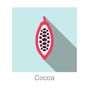 Cocoa fruit flat icon, vector illustration Stock Illustration