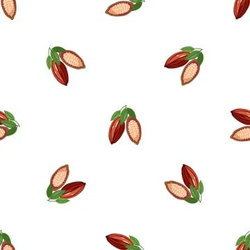 Cocoa fruit pattern seamless vector Stock Illustration