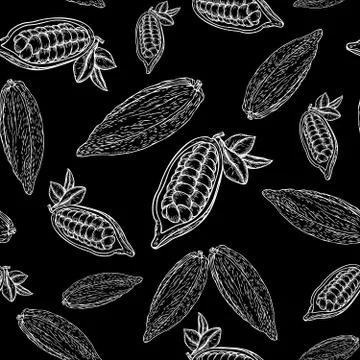 Cocoa hand drawn seamless pattern Stock Illustration