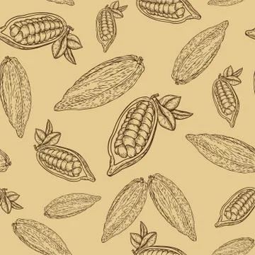 Cocoa hand drawn seamless pattern  Stock Illustration