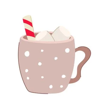 Cocoa marshmallow cup cartoon vector illustration Stock Illustration