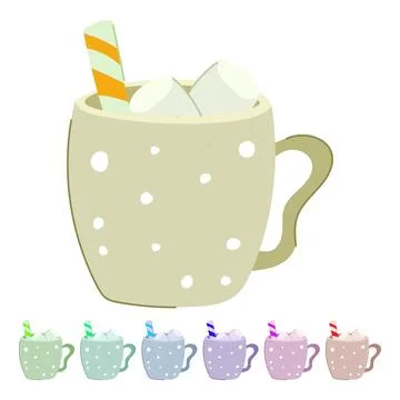 Cocoa marshmallow cup vector cartoon graphic Stock Illustration