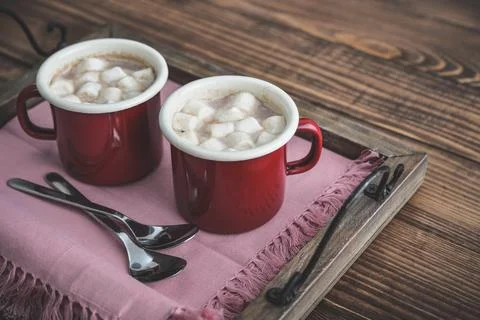 Cocoa with marshmallows Stock Photos