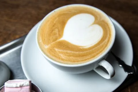 Cocoa with marshmallows. Serving cocoa in a cafe Stock Photos