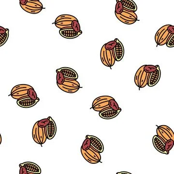Cocoa nut vector seamless pattern Stock Illustration