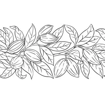 Cocoa Outline Horizontal Seamless Pattern. Stock Illustration