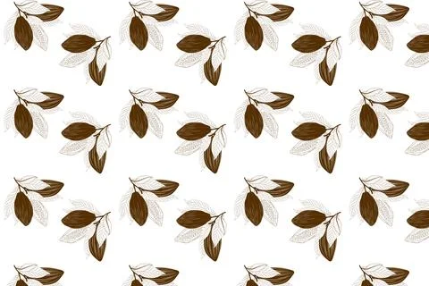 Cocoa Pod Seamless Pattern. Stock Illustration