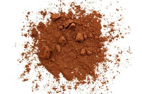 Cocoa powder on a white background. View from above. Isolate cocoa powder w.. Stock Photos