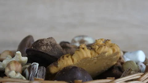 Cocoa, sweets, chocolate, gummies Video stock 233582597