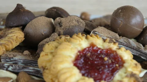 Cocoa, sweets, chocolate, gummies Video stock 233582634