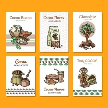 Cocoa vector cartoon chocolate sweet food from coco-beans cocoa-tree イラスト素材