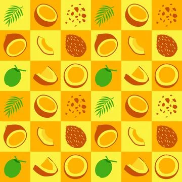 Coconut abstract seamless geometric vector pattern for packaging design yello Illustrazione stock