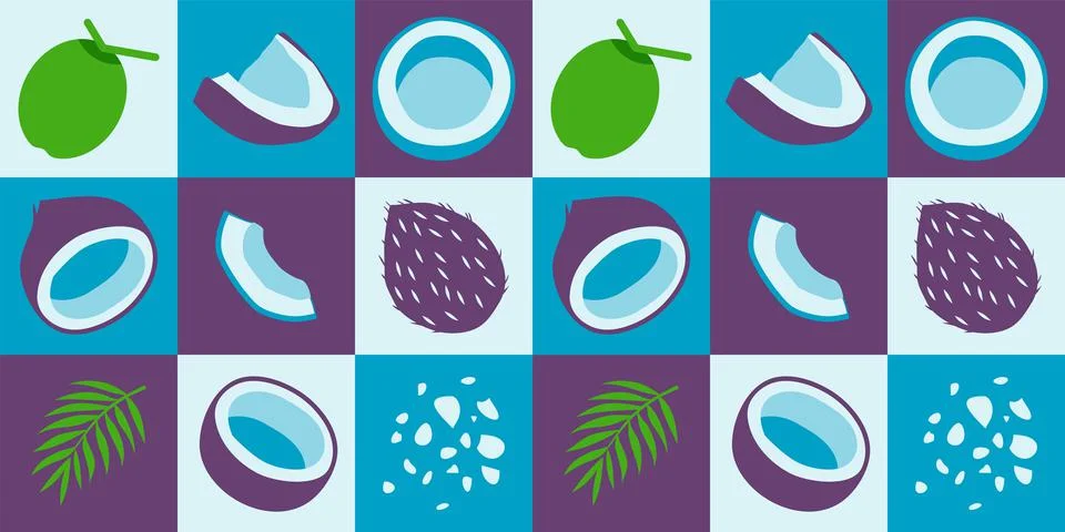 Coconut abstract seamless geometric vector pattern for packaging design blue 스톡 일러스트