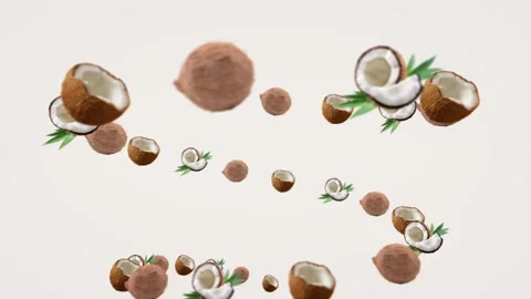 Coconut and coconut Slices vortex background video Stock Footage 279146768