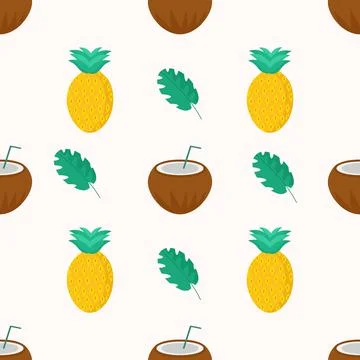 Coconut and pineapple pattern for use in web design Stock Illustration
