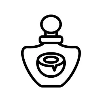 Coconut aromatic perfume flask icon vector outline illustration Illustration