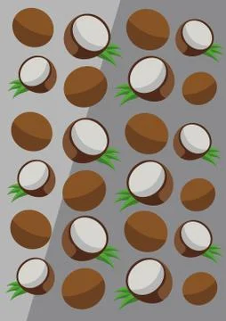 Coconut background flat design vector Stock Illustration