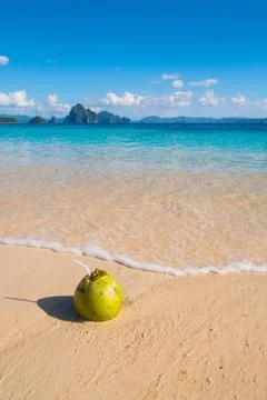 Coconut on the beach Stock Photos