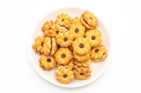 Coconut biscuit with pineapple jam Stock Photos