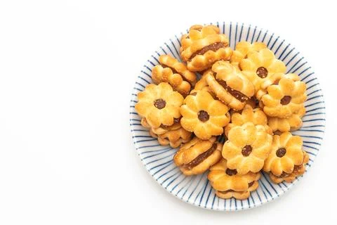 Coconut biscuit with pineapple jam Stock Photos