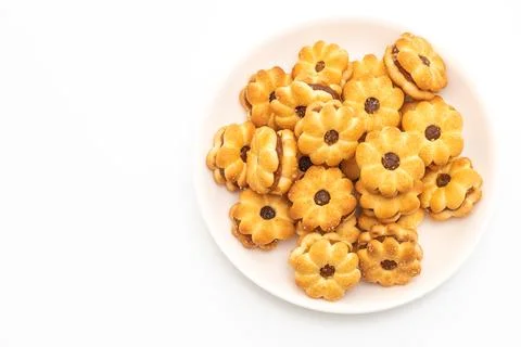 Coconut biscuit with pineapple jam Stock Photos